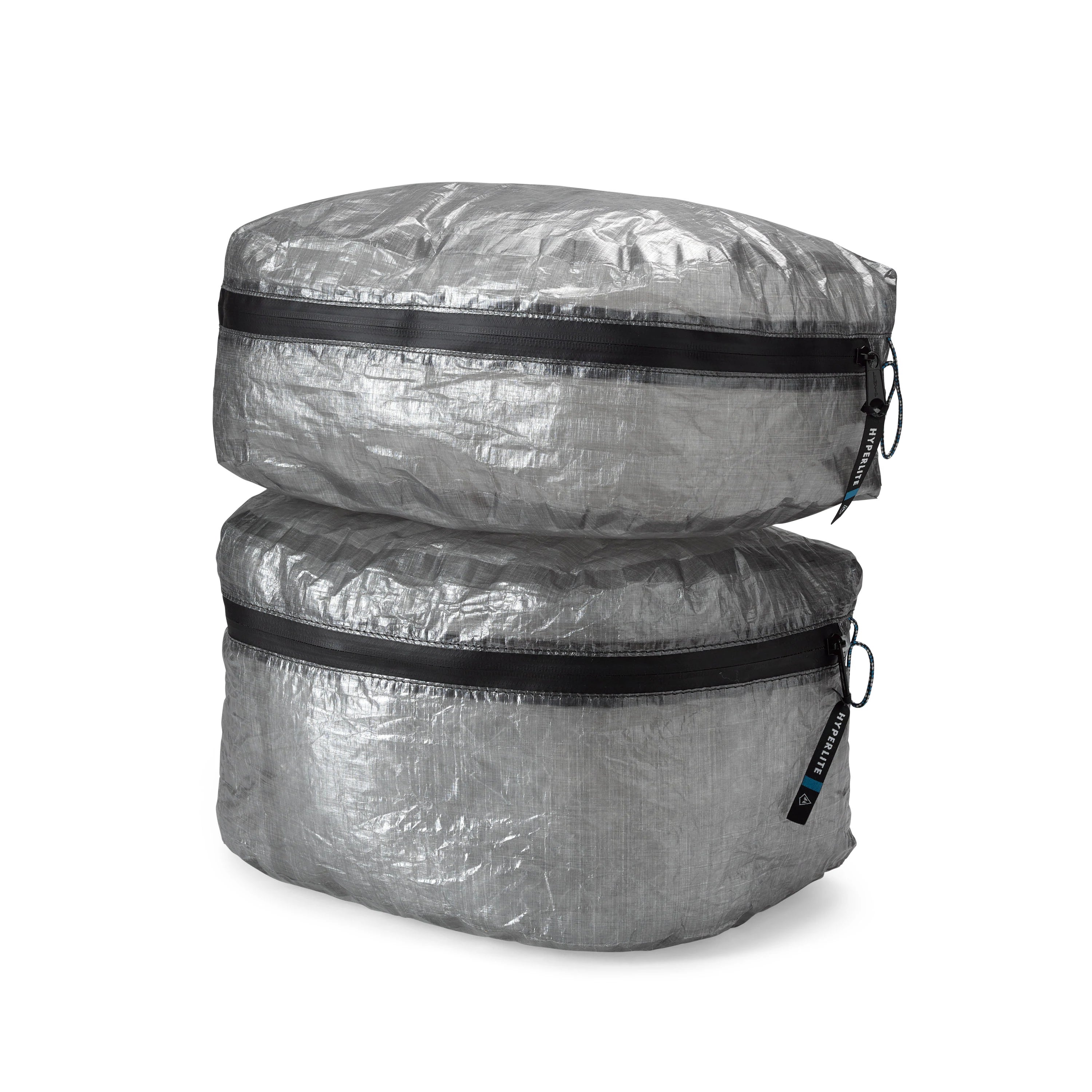 Two plastic bags stacked on top of each other.