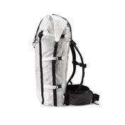 Left side view of Hyperlite Mountain Gear's Porter 55 Pack in White