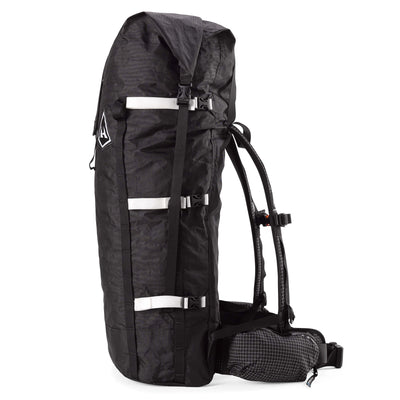 Left side view of Hyperlite Mountain Gear's Porter 55 Pack in Black