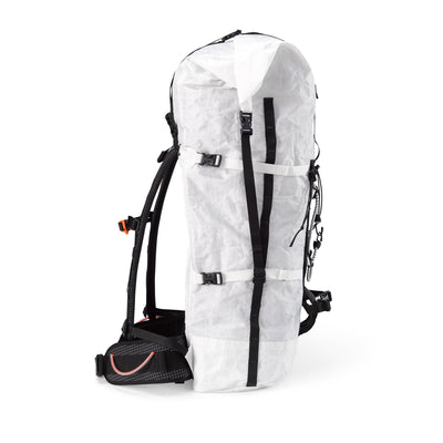 Right side view of Hyperlite Mountain Gear's Ice Pack 70 in White