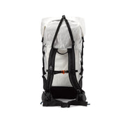 Back view of Hyperlite Mountain Gear's Southwest 70 Pack in White showing hip belt and straps